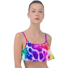 Colorful Tie Dye Pattern Texture Frill Bikini Top by SpinnyChairDesigns