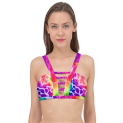 Colorful Tie Dye Pattern Texture Cage Up Bikini Top by SpinnyChairDesigns