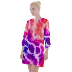 Colorful Tie Dye Pattern Texture Open Neck Shift Dress