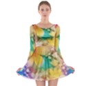 Watercolor Flowers Floral Print Long Sleeve Skater Dress View1