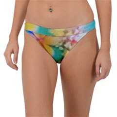 Watercolor Flowers Floral Print Band Bikini Bottom by SpinnyChairDesigns