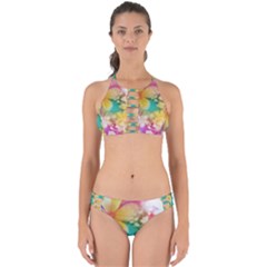 Watercolor Flowers Floral Print Perfectly Cut Out Bikini Set by SpinnyChairDesigns