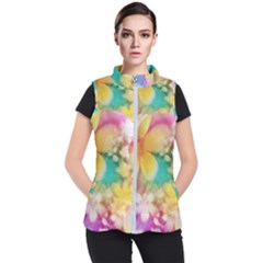 Watercolor Flowers Floral Print Women s Puffer Vest by SpinnyChairDesigns