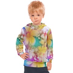 Watercolor Flowers Floral Print Kids  Hooded Pullover by SpinnyChairDesigns