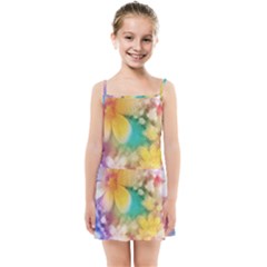 Watercolor Flowers Floral Print Kids  Summer Sun Dress by SpinnyChairDesigns