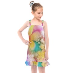 Watercolor Flowers Floral Print Kids  Overall Dress by SpinnyChairDesigns