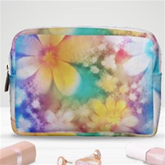 Watercolor Flowers Floral Print Make Up Pouch (medium) by SpinnyChairDesigns