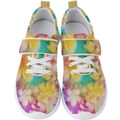 Watercolor Flowers Floral Print Men s Velcro Strap Shoes by SpinnyChairDesigns