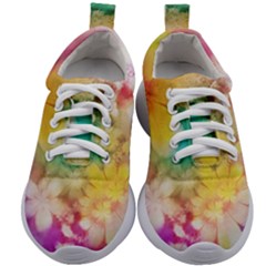 Watercolor Flowers Floral Print Kids Athletic Shoes by SpinnyChairDesigns