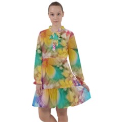 Watercolor Flowers Floral Print All Frills Chiffon Dress by SpinnyChairDesigns