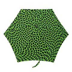 Abstract Black And Green Checkered Pattern Mini Folding Umbrellas by SpinnyChairDesigns