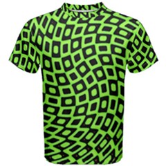 Abstract Black And Green Checkered Pattern Men s Cotton Tee by SpinnyChairDesigns