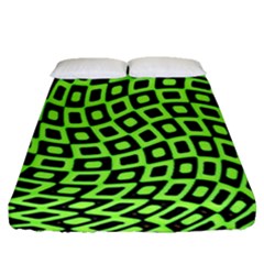 Abstract Black And Green Checkered Pattern Fitted Sheet (queen Size) by SpinnyChairDesigns