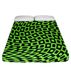 Abstract Black And Green Checkered Pattern Fitted Sheet (california King Size) by SpinnyChairDesigns