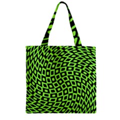 Abstract Black And Green Checkered Pattern Zipper Grocery Tote Bag by SpinnyChairDesigns