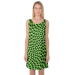 Abstract Black And Green Checkered Pattern Sleeveless Satin Nightdress by SpinnyChairDesigns