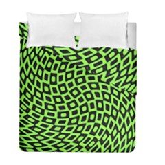 Abstract Black And Green Checkered Pattern Duvet Cover Double Side (full/ Double Size) by SpinnyChairDesigns