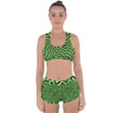 Abstract Black and Green Checkered Pattern Racerback Boyleg Bikini Set View1