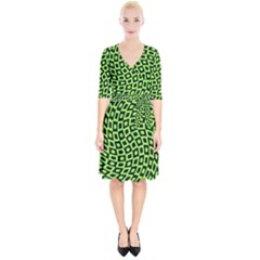 Abstract Black And Green Checkered Pattern Wrap Up Cocktail Dress by SpinnyChairDesigns