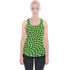 Abstract Black And Green Checkered Pattern Piece Up Tank Top by SpinnyChairDesigns