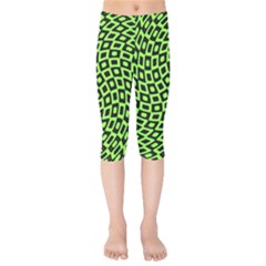 Abstract Black And Green Checkered Pattern Kids  Capri Leggings  by SpinnyChairDesigns