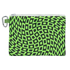 Abstract Black And Green Checkered Pattern Canvas Cosmetic Bag (xl) by SpinnyChairDesigns