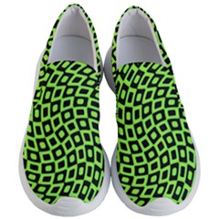 Abstract Black And Green Checkered Pattern Women s Lightweight Slip Ons by SpinnyChairDesigns