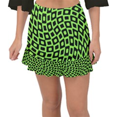 Abstract Black And Green Checkered Pattern Fishtail Mini Chiffon Skirt by SpinnyChairDesigns