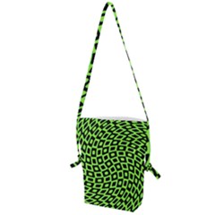 Abstract Black And Green Checkered Pattern Folding Shoulder Bag by SpinnyChairDesigns