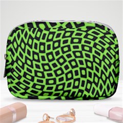 Abstract Black And Green Checkered Pattern Make Up Pouch (small) by SpinnyChairDesigns