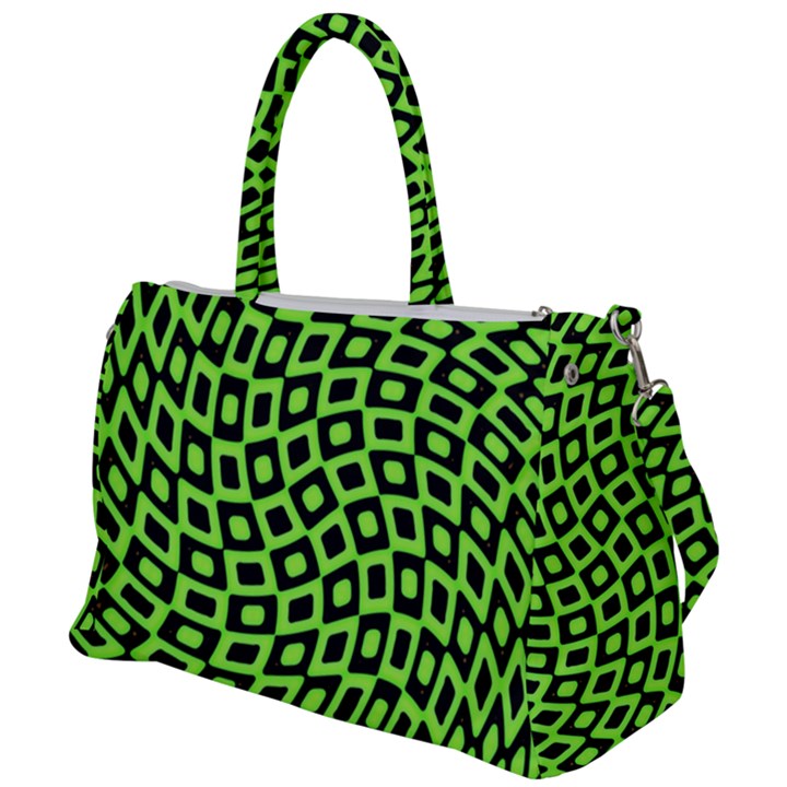 Abstract Black and Green Checkered Pattern Duffel Travel Bag