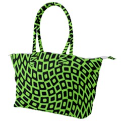 Abstract Black And Green Checkered Pattern Canvas Shoulder Bag by SpinnyChairDesigns