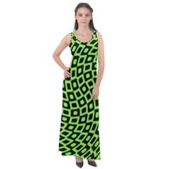 Abstract Black And Green Checkered Pattern Sleeveless Velour Maxi Dress by SpinnyChairDesigns