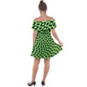 Abstract Black and Green Checkered Pattern Off Shoulder Velour Dress View2