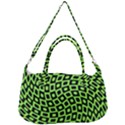 Abstract Black and Green Checkered Pattern Removal Strap Handbag View1