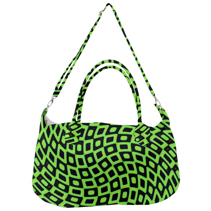 Abstract Black and Green Checkered Pattern Removal Strap Handbag