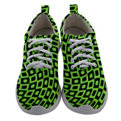 Abstract Black And Green Checkered Pattern Athletic Shoes by SpinnyChairDesigns