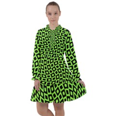 Abstract Black And Green Checkered Pattern All Frills Chiffon Dress by SpinnyChairDesigns