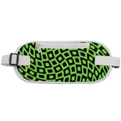 Abstract Black And Green Checkered Pattern Rounded Waist Pouch by SpinnyChairDesigns