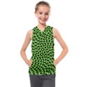 Abstract Black and Green Checkered Pattern Kids  Sleeveless Hoodie View1