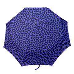 Abstract Black And Purple Checkered Pattern Folding Umbrellas by SpinnyChairDesigns