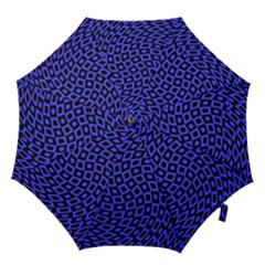 Abstract Black and Purple Checkered Pattern Hook Handle Umbrellas (Medium)