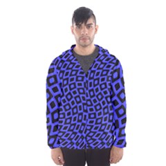 Abstract Black And Purple Checkered Pattern Men s Hooded Windbreaker by SpinnyChairDesigns