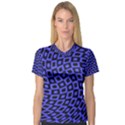 Abstract Black and Purple Checkered Pattern V-Neck Sport Mesh Tee View1