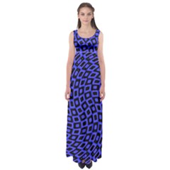 Abstract Black and Purple Checkered Pattern Empire Waist Maxi Dress