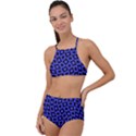 Abstract Black and Purple Checkered Pattern High Waist Tankini Set View1