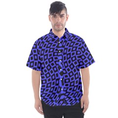 Abstract Black and Purple Checkered Pattern Men s Short Sleeve Shirt