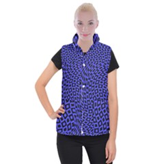 Abstract Black And Purple Checkered Pattern Women s Button Up Vest by SpinnyChairDesigns