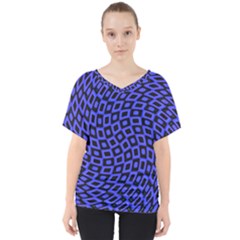 Abstract Black And Purple Checkered Pattern V-neck Dolman Drape Top by SpinnyChairDesigns