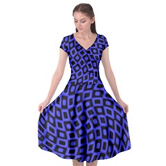 Abstract Black And Purple Checkered Pattern Cap Sleeve Wrap Front Dress by SpinnyChairDesigns